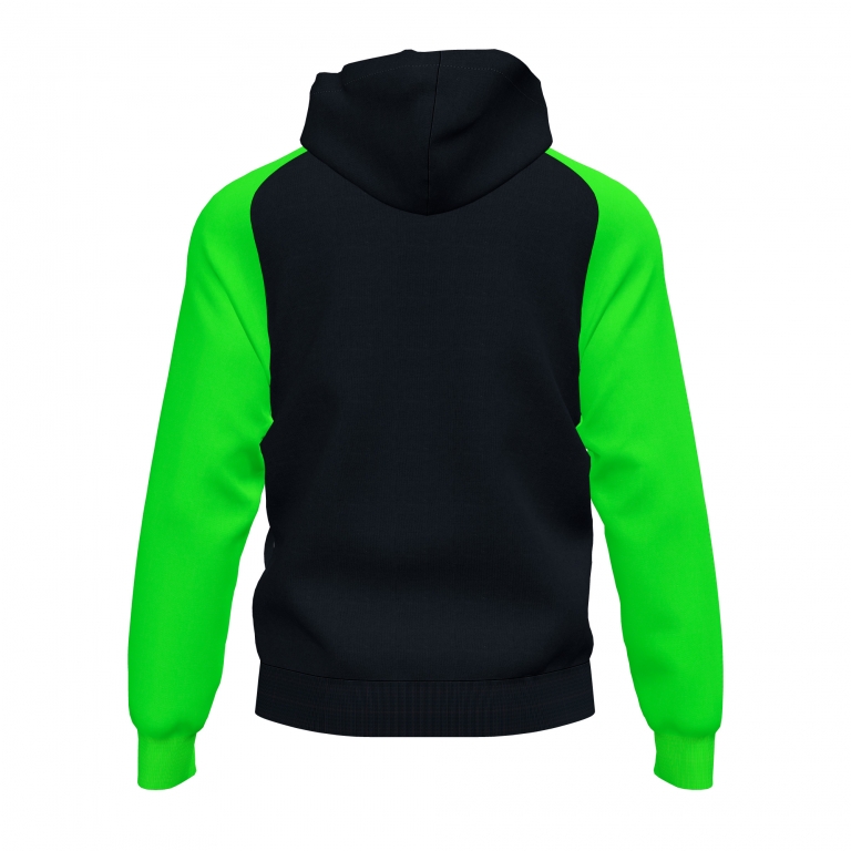 MIKINA S KAPUCÍ JOMA ACADEMY IV | CELÝ ZIP | ČERNÁ - ZELENÁ NEON