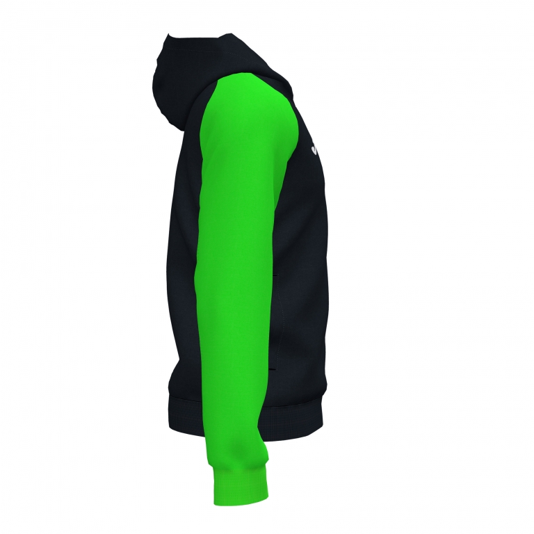 MIKINA S KAPUCÍ JOMA ACADEMY IV | CELÝ ZIP | ČERNÁ - ZELENÁ NEON