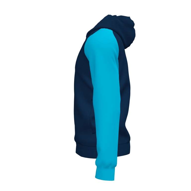 MIKINA S KAPUCÍ JOMA ACADEMY IV | CELÝ ZIP | TMAVĚ MODRÁ - MODRÁ NEON
