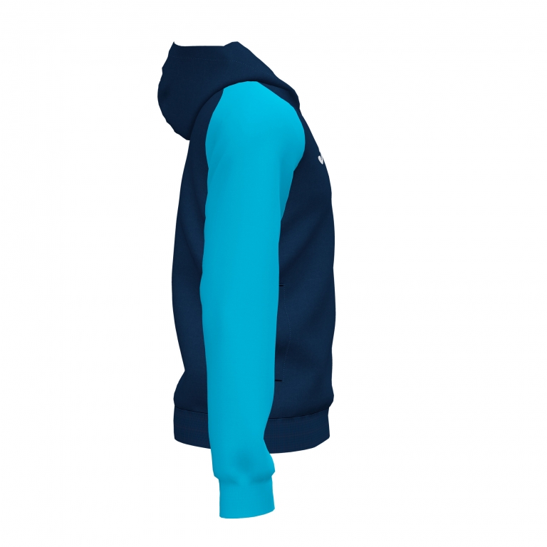 MIKINA S KAPUCÍ JOMA ACADEMY IV | CELÝ ZIP | TMAVĚ MODRÁ - MODRÁ NEON