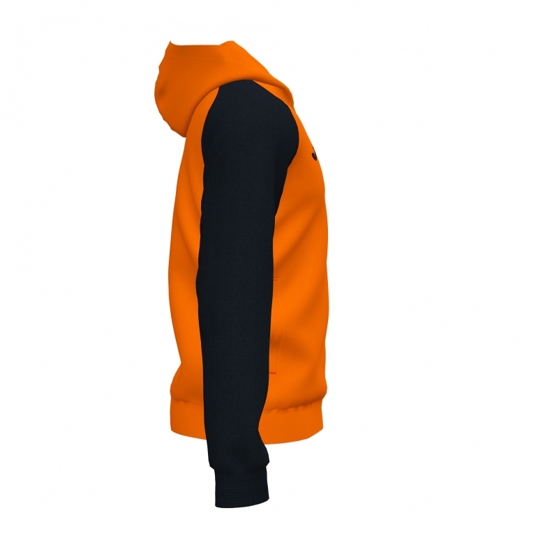 MIKINA S KAPUCÍ JOMA ACADEMY IV | CELÝ ZIP | ORANŽOVÁ - ČERNÁ