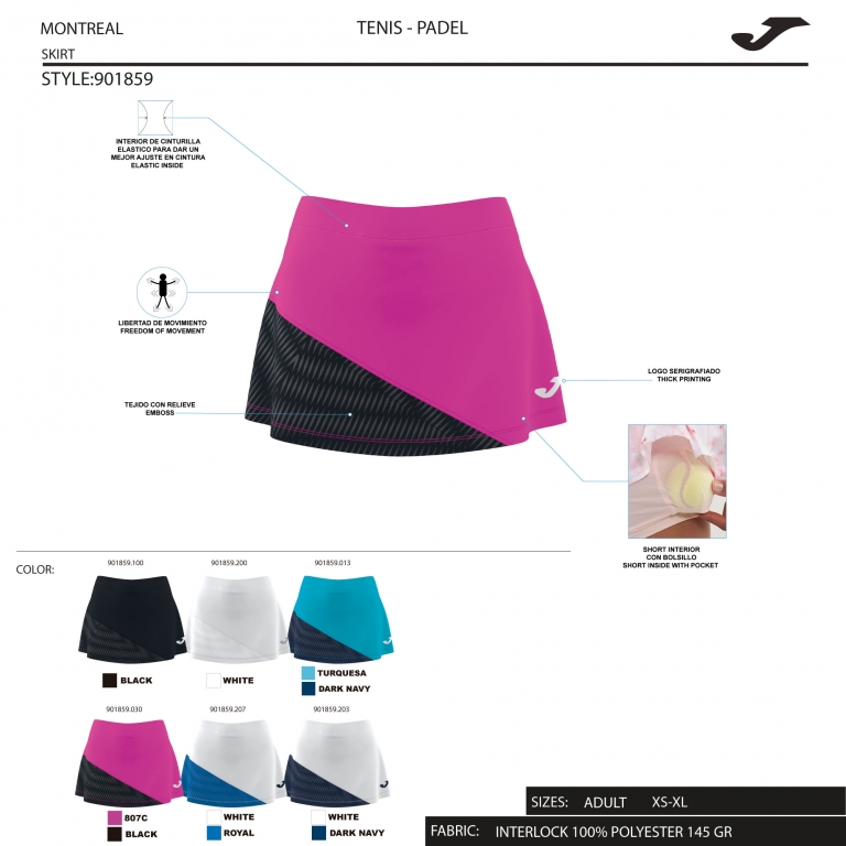 SUKNĚ DÁMSKÁ JOMA MONTREAL | ČERNÁ - BÍLÁ