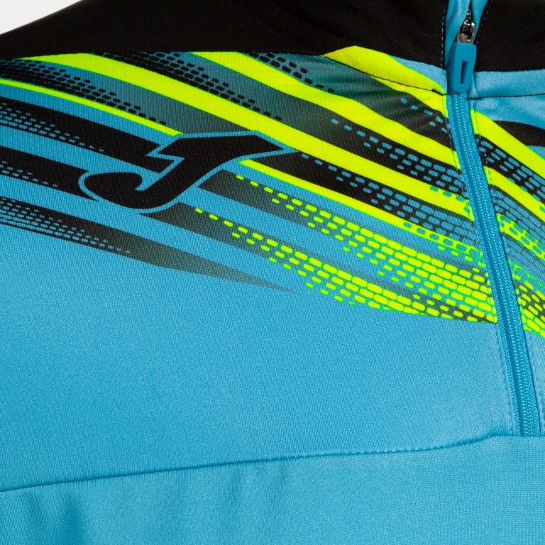 MIKINA S POLOZIPEM JOMA ELITE X | TYRKYSOVÁ FLUOR - ČERNÁ