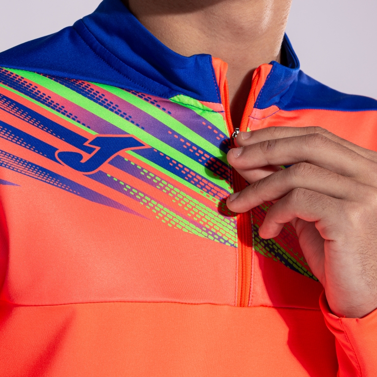 MIKINA S POLOZIPEM JOMA ELITE X | KORÁLOVÁ FLUOR - MODRÁ