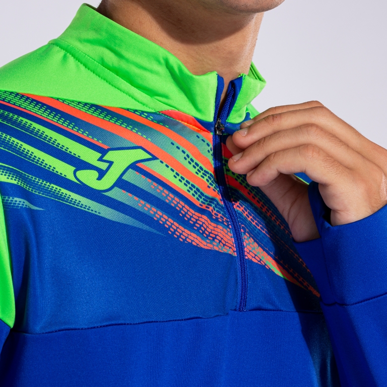 MIKINA S POLOZIPEM JOMA ELITE X | MODRÁ - ZELENÁ FLUOR