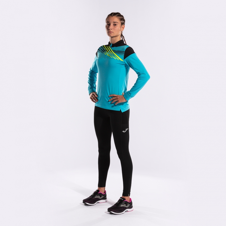 MIKINA DÁMSKÁ S POLOZIPEM JOMA ELITE X | TYRKYSOVÁ FLUOR - ČERNÁ