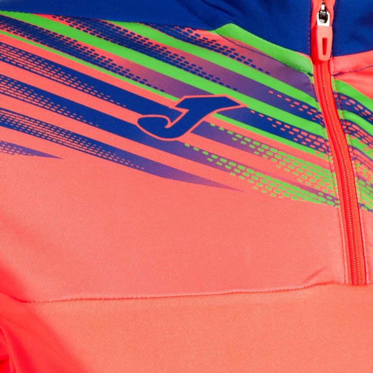 MIKINA DÁMSKÁ S POLOZIPEM JOMA ELITE X | KORÁLOVÁ FLUOR - MODRÁ